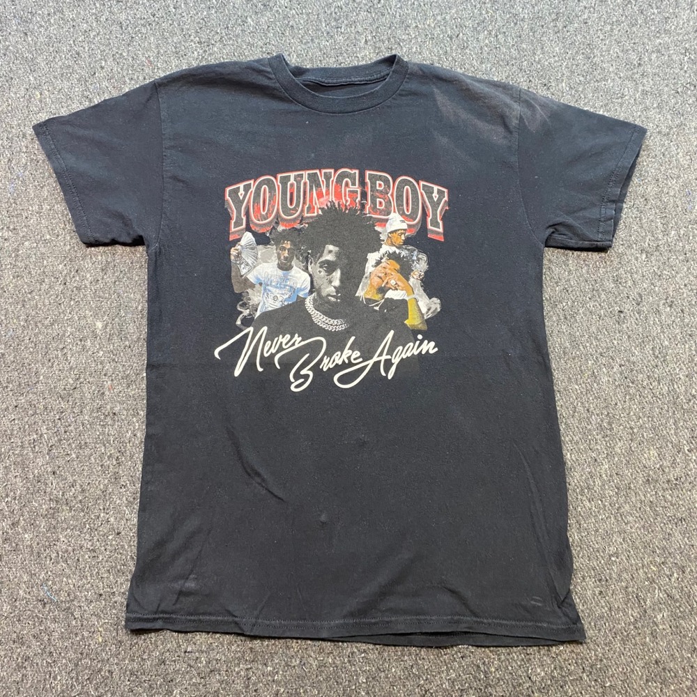Never Broke Again YoungBoy TShirt Sz M Mens Black Streetwear Hip Hop Graphic Tee
